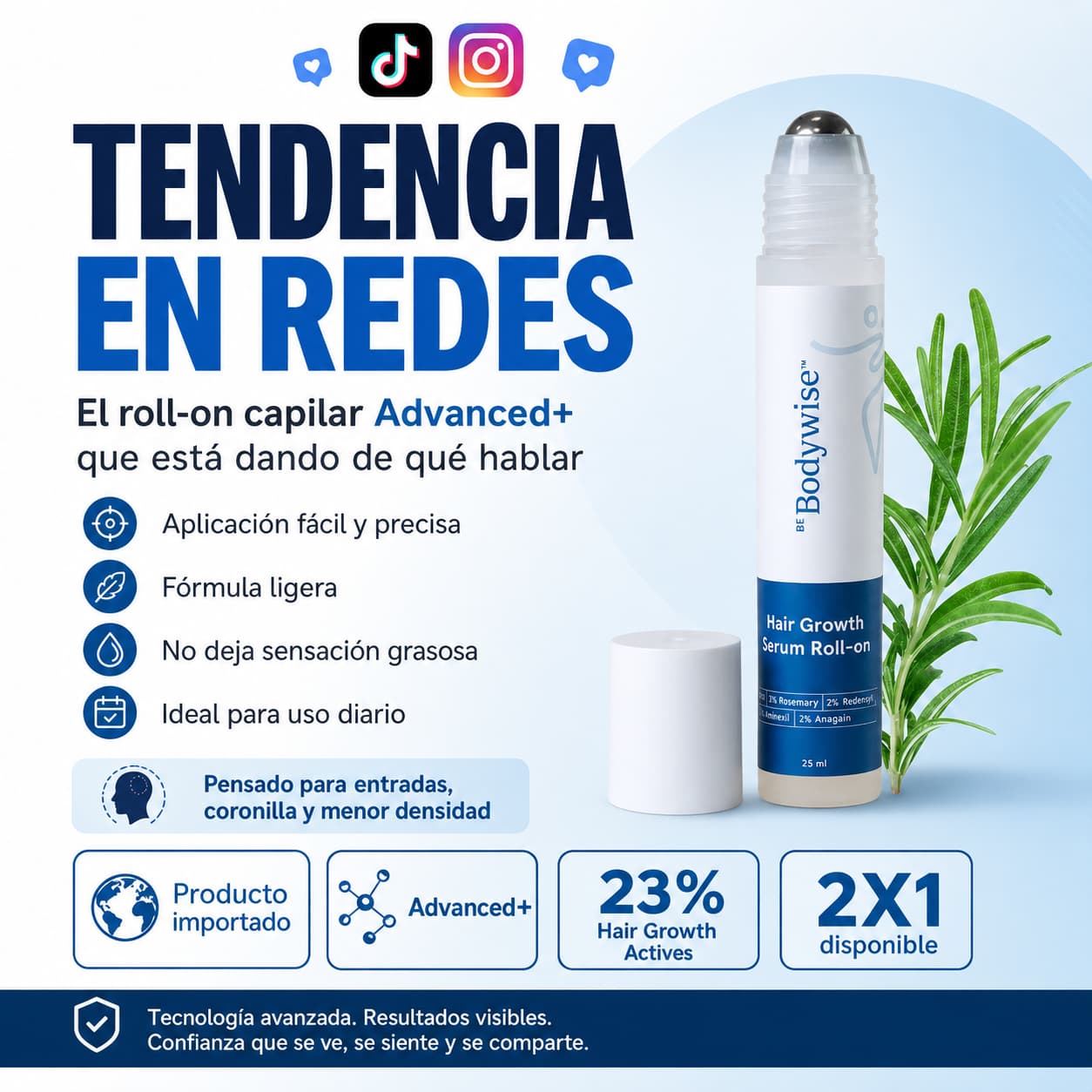 Serum Capilar Bodywise Roll-On Advanced+
