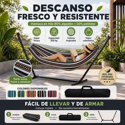 HAMACA PORTATIL SOPORTE METALICO
